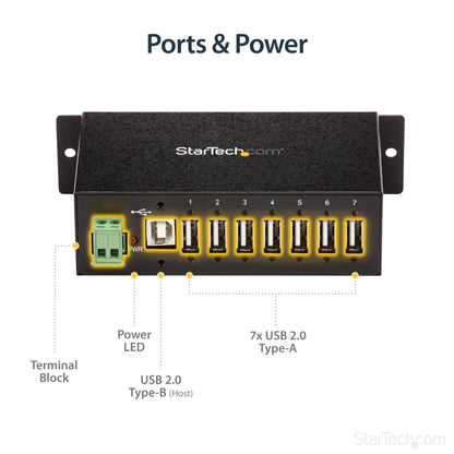 StarTech.com ST7200USBM interface hub USB 2.0 Type-B 480 Mbit/s Black