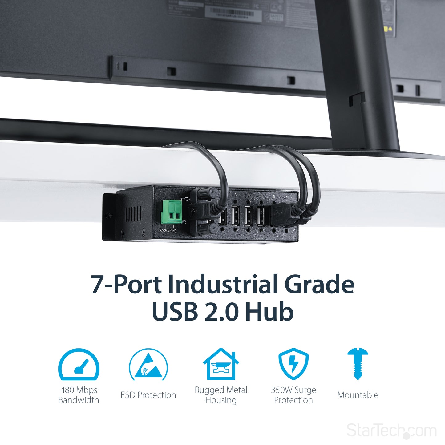 StarTech.com ST7200USBM interface hub USB 2.0 Type-B 480 Mbit/s Black