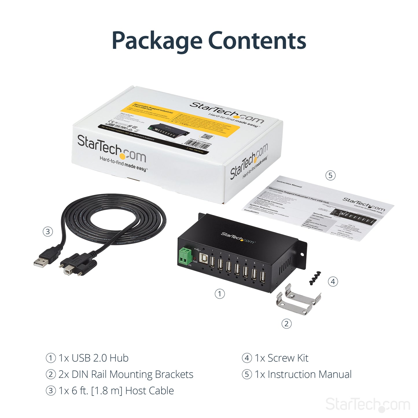 StarTech.com ST7200USBM interface hub USB 2.0 Type-B 480 Mbit/s Black