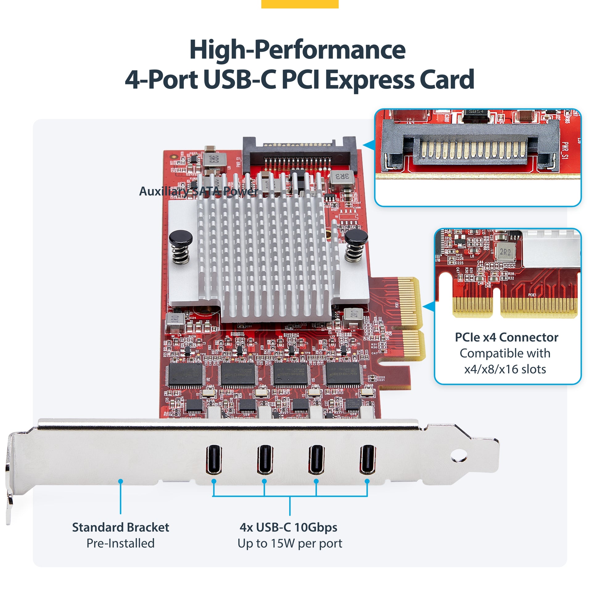 StarTech.com P10Q4C-USB-CARD-LP interface cards/adapter Internal USB 3.2 Gen 2 (3.1 Gen 2)
