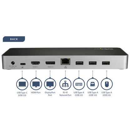 StarTech.com DK30CHDDPPD laptop dock/port replicator Wired USB 3.2 Gen 1 (3.1 Gen 1) Type-C Black, Silver
