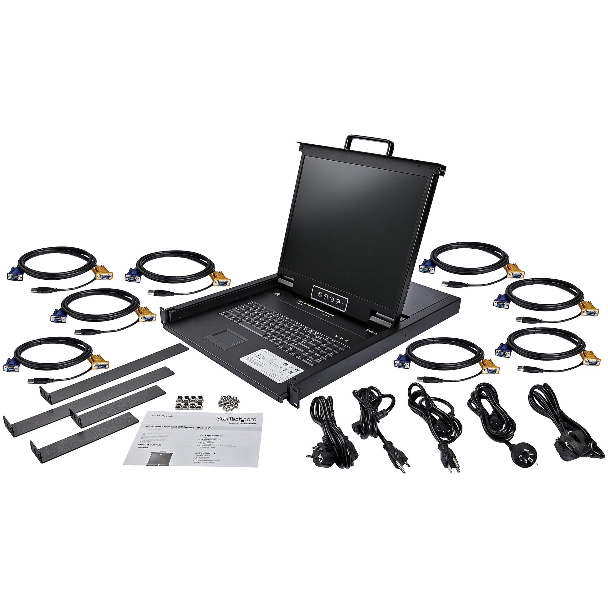 StarTech.com RKCONS1908K rack console 19" 1280 x 1024 pixels Steel Black 1U