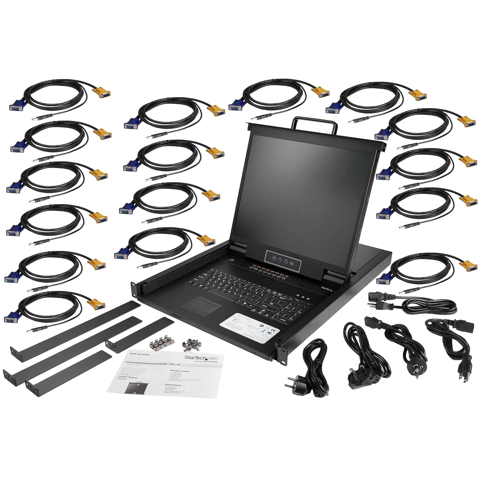 StarTech.com RKCONS1916K rack console 19" 1280 x 1024 pixels Black 1U