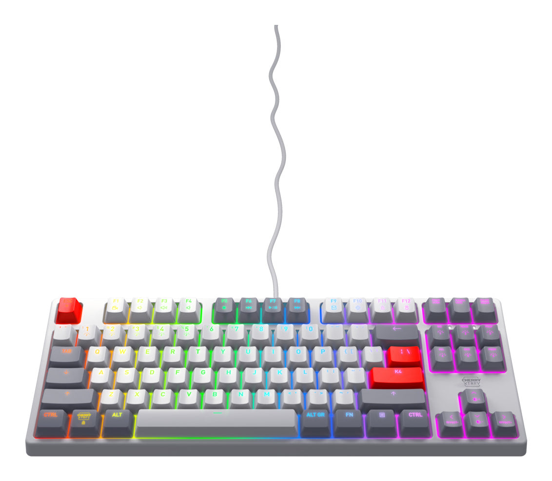 CHERRY K4V2 TKL keyboard Gaming USB QWERTY US English Gray, Light grey, Red