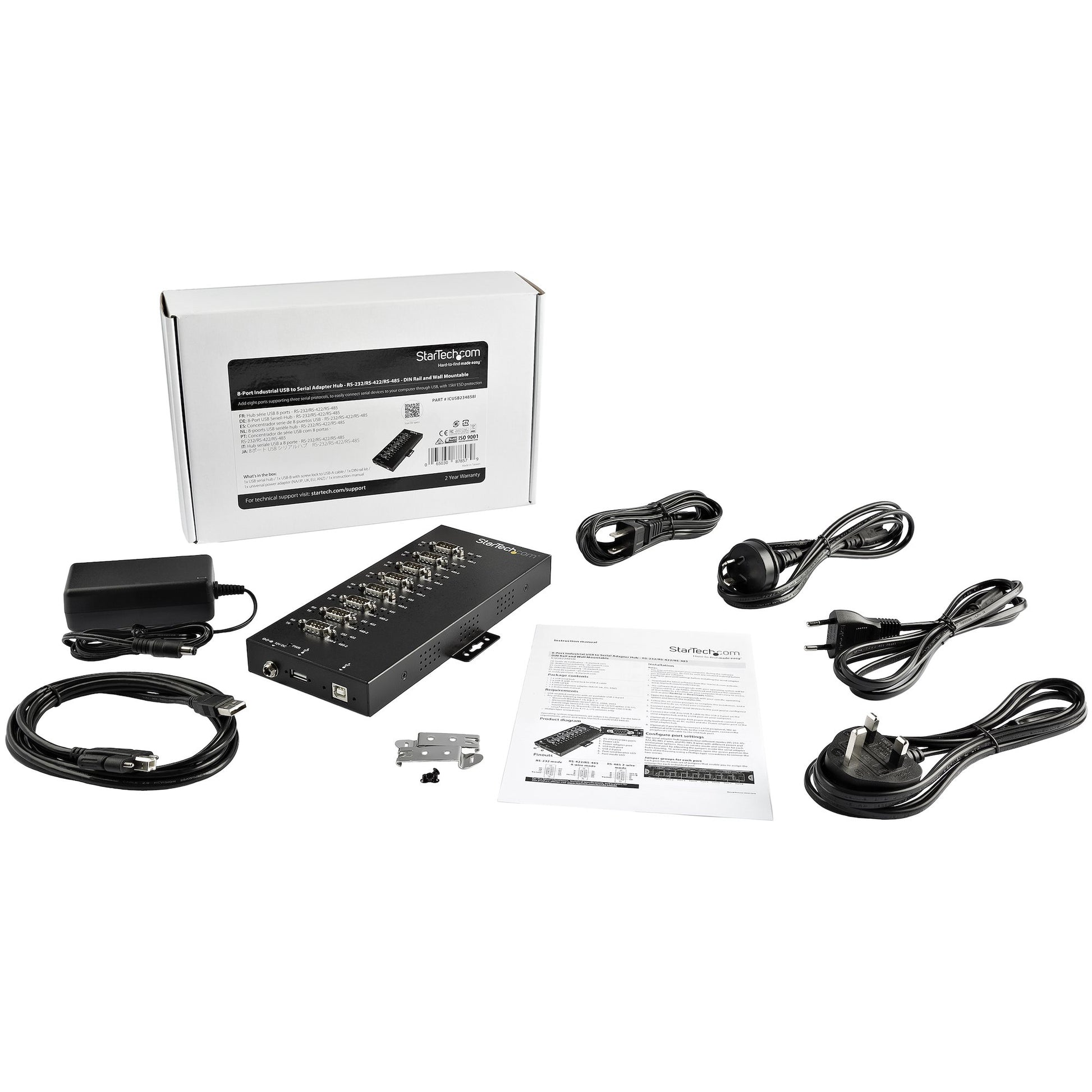 StarTech.com ICUSB234858I interface hub USB 2.0 Black