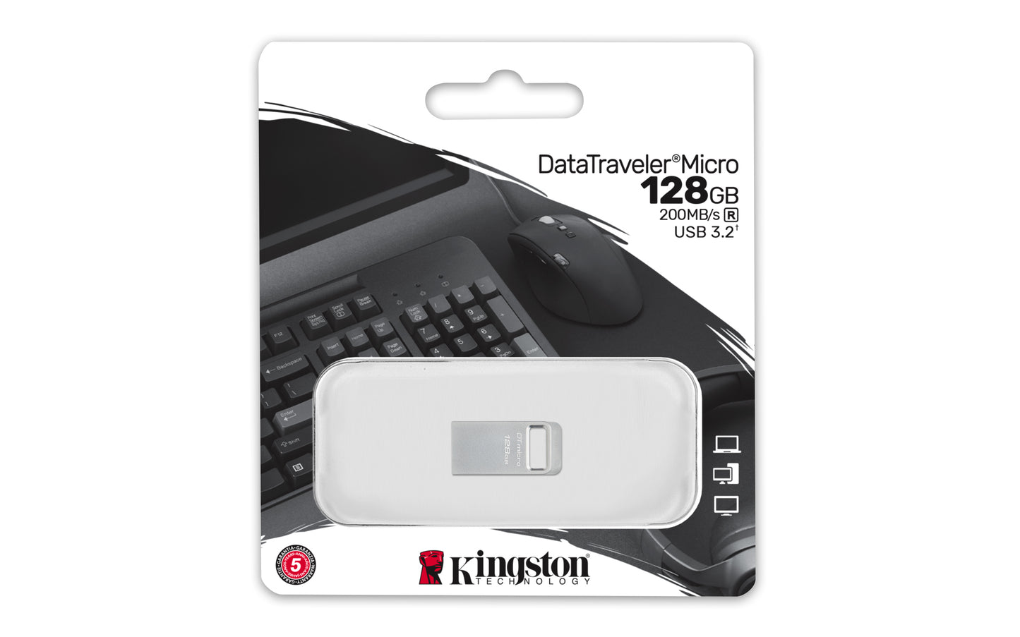 Kingston Technology DataTraveler Micro USB flash drive 128 GB USB Type-A 3.2 Gen 1 (3.1 Gen 1) Silver