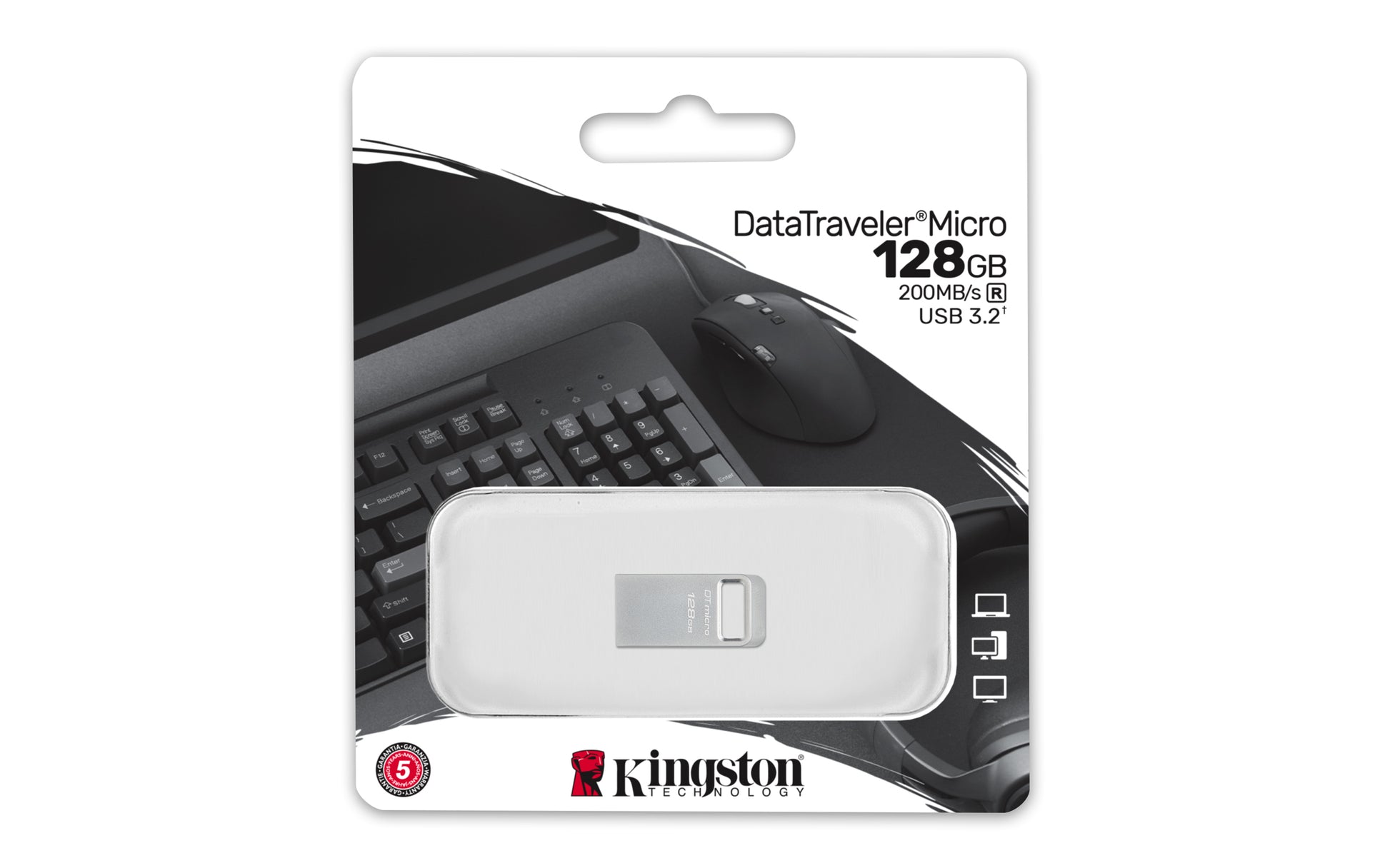 Kingston Technology DataTraveler Micro USB flash drive 128 GB USB Type-A 3.2 Gen 1 (3.1 Gen 1) Silver