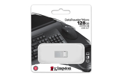 Kingston Technology DataTraveler Micro USB flash drive 128 GB USB Type-A 3.2 Gen 1 (3.1 Gen 1) Silver