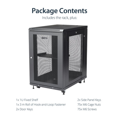 StarTech.com RK1833BKM rack cabinet 18U Freestanding rack Black