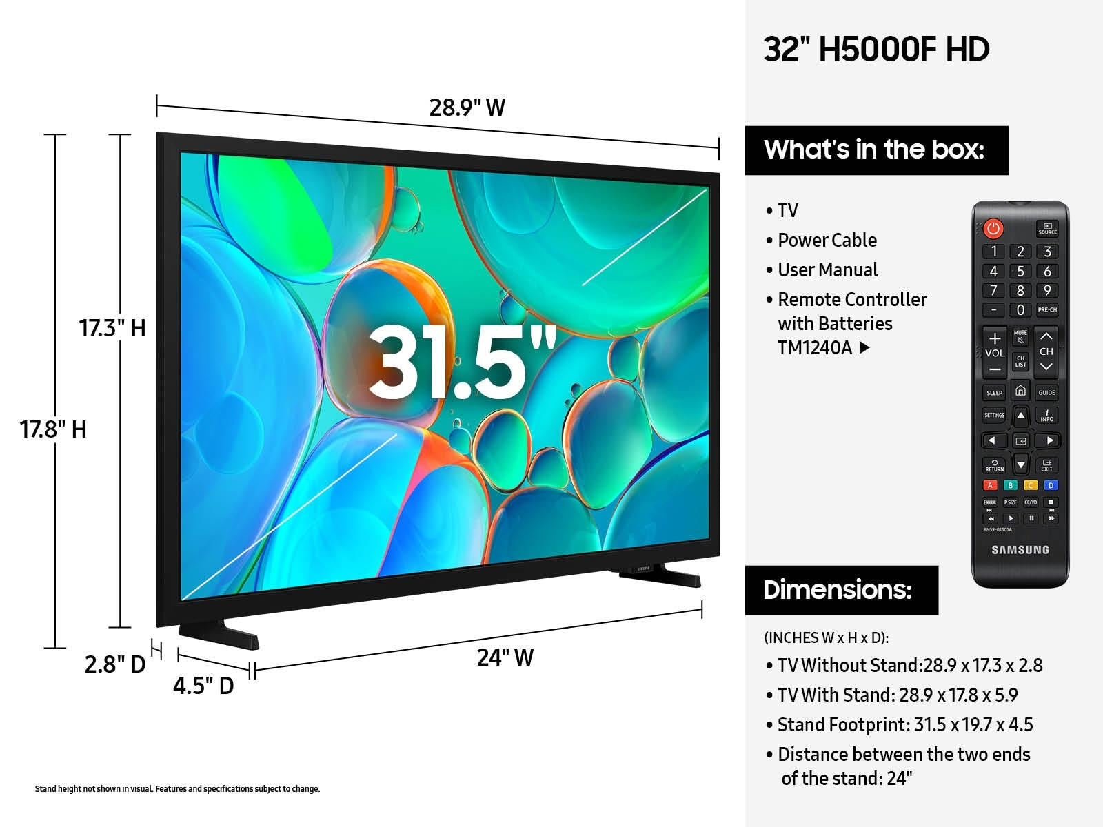 Samsung UN32H5000FFXZA TV 32" HD Smart TV Wi-Fi Black