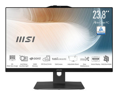 MSI Modern 1M-1096US Intel® Core™ i5 120U 23.8" 1920 x 1080 pixels Touchscreen All-in-One PC 16 GB DDR5-SDRAM 1 TB SSD Windows 11 Home Wi-Fi 6E (802.11ax) Black