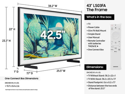 Samsung The Frame QN43LS03FAF 43" 4K Ultra HD Smart TV Wi-Fi Black