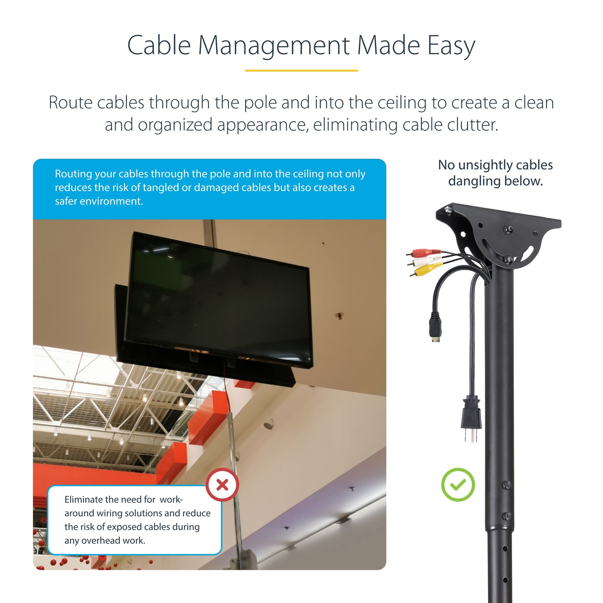 StarTech.com FPCEILBTB signage display mount 75" Black