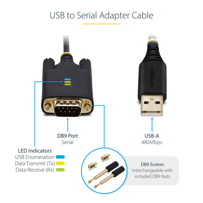 StarTech.com 1P10FFC-USB-SERIAL serial cable Black 118.1" (3 m) USB Type-A DB-9