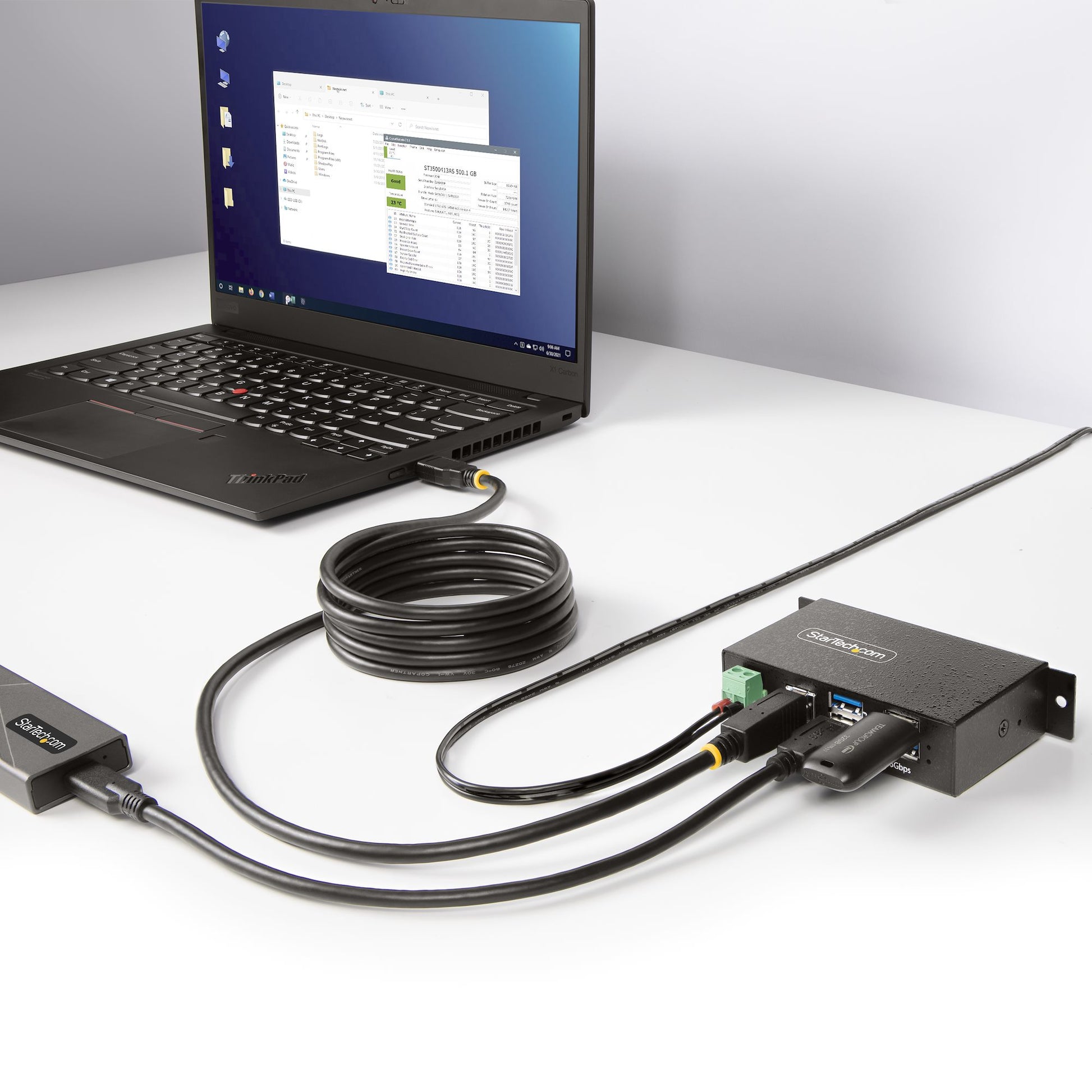 StarTech.com 5G4AINDRM-USB-A-HUB interface hub USB 3.2 Gen 1 (3.1 Gen 1) Type-B 5000 Mbit/s Black