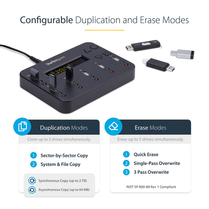 StarTech.com USBDUP15 media duplicator USB flash drive duplicator Black 5 copies