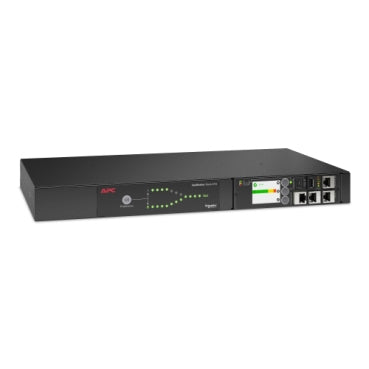 APC Netshelter Rack Automatic Transfer Switch, 1U, 20 A, 208V, 2 C20 IN, 8 C13, 1 C19 OUT, 50/60Hz