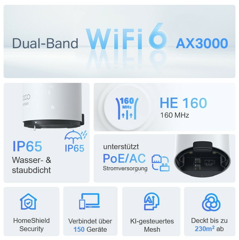 TP-Link Deco X50-Outdoor Dual-band (2.4 GHz / 5 GHz) Wi-Fi 6 (802.11ax) White 1 Internal