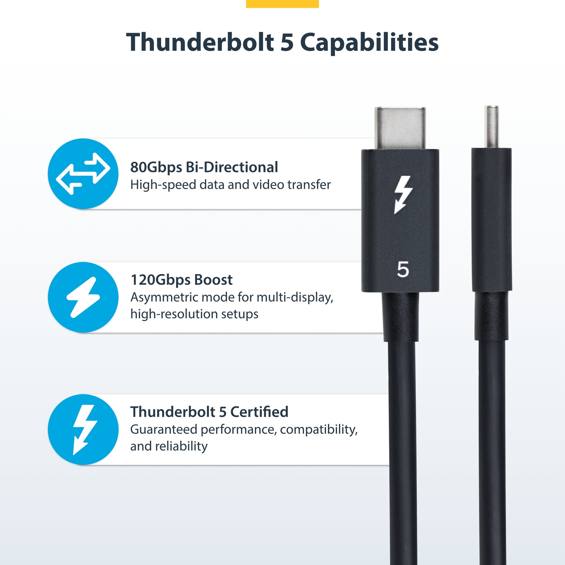 StarTech.com TBLT5MM50CM240W Thunderbolt cable 19.7" (0.5 m) 80 Gbit/s Black
