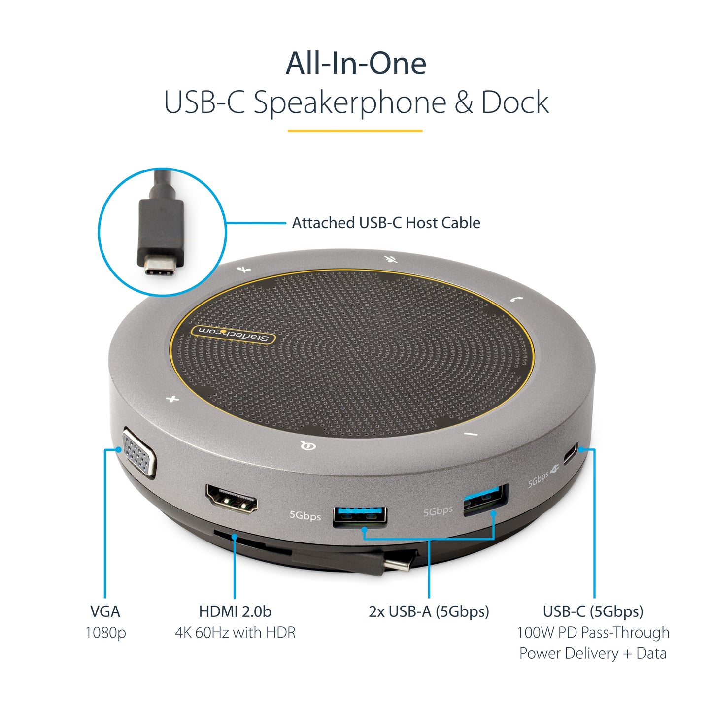 StarTech.com DKTBRSPMPD speakerphone Gray