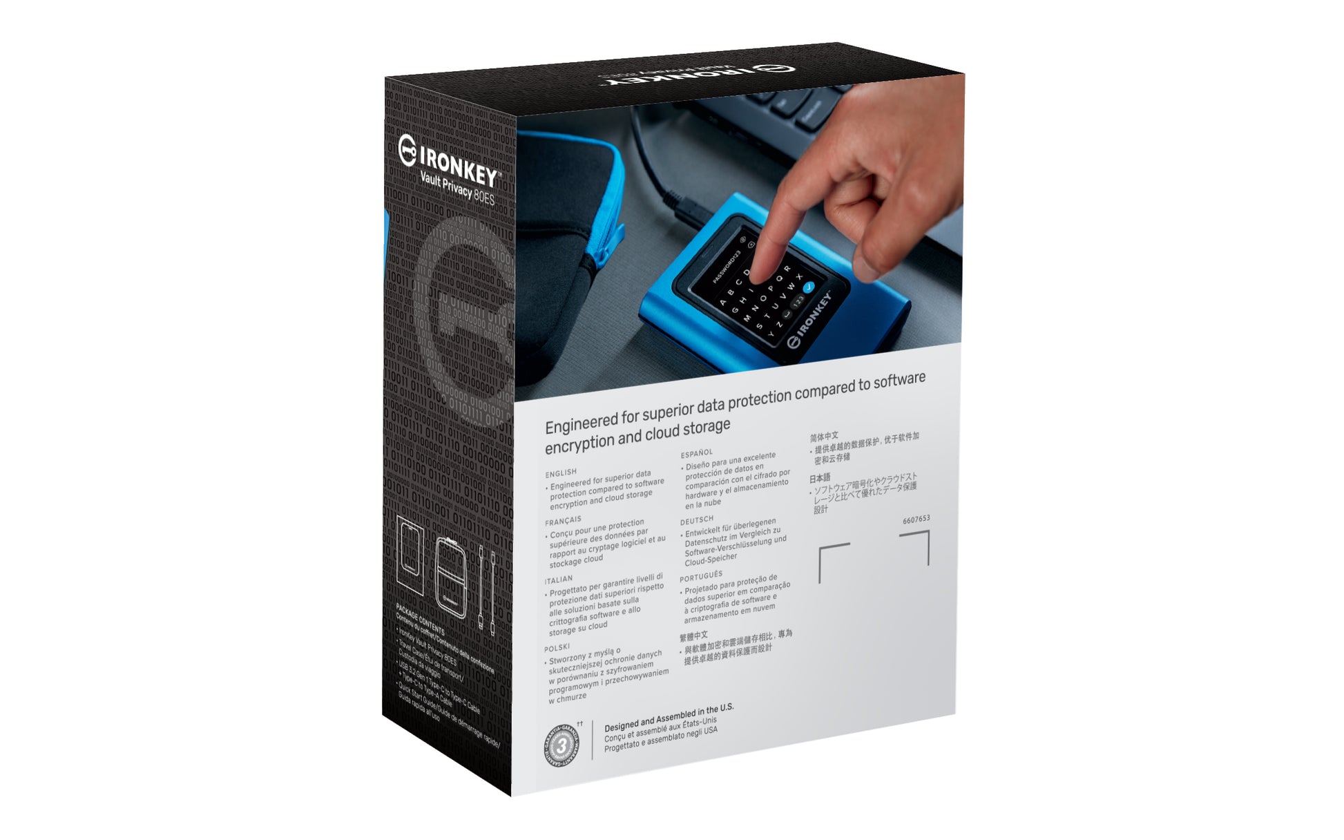 Kingston Technology IronKey Vault Privacy 80 7.68 TB USB Type-C 3.2 Gen 1 (3.1 Gen 1) Blue