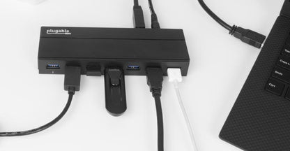 Plugable Technologies USB3-HUB7C interface hub USB 3.2 Gen 1 (3.1 Gen 1) Type-A 5000 Mbit/s Black