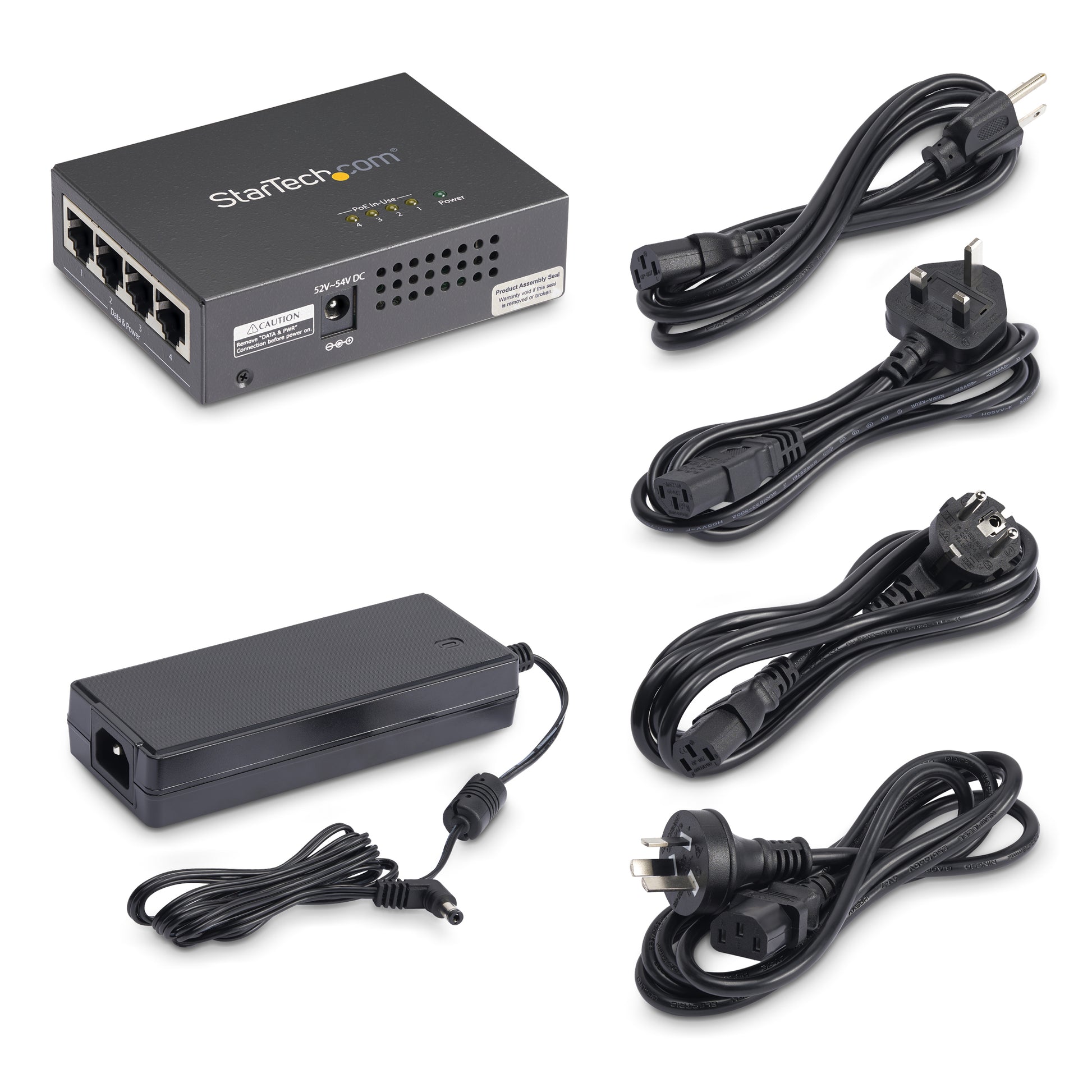 StarTech.com POEINJ4G network extender Network transmitter Black