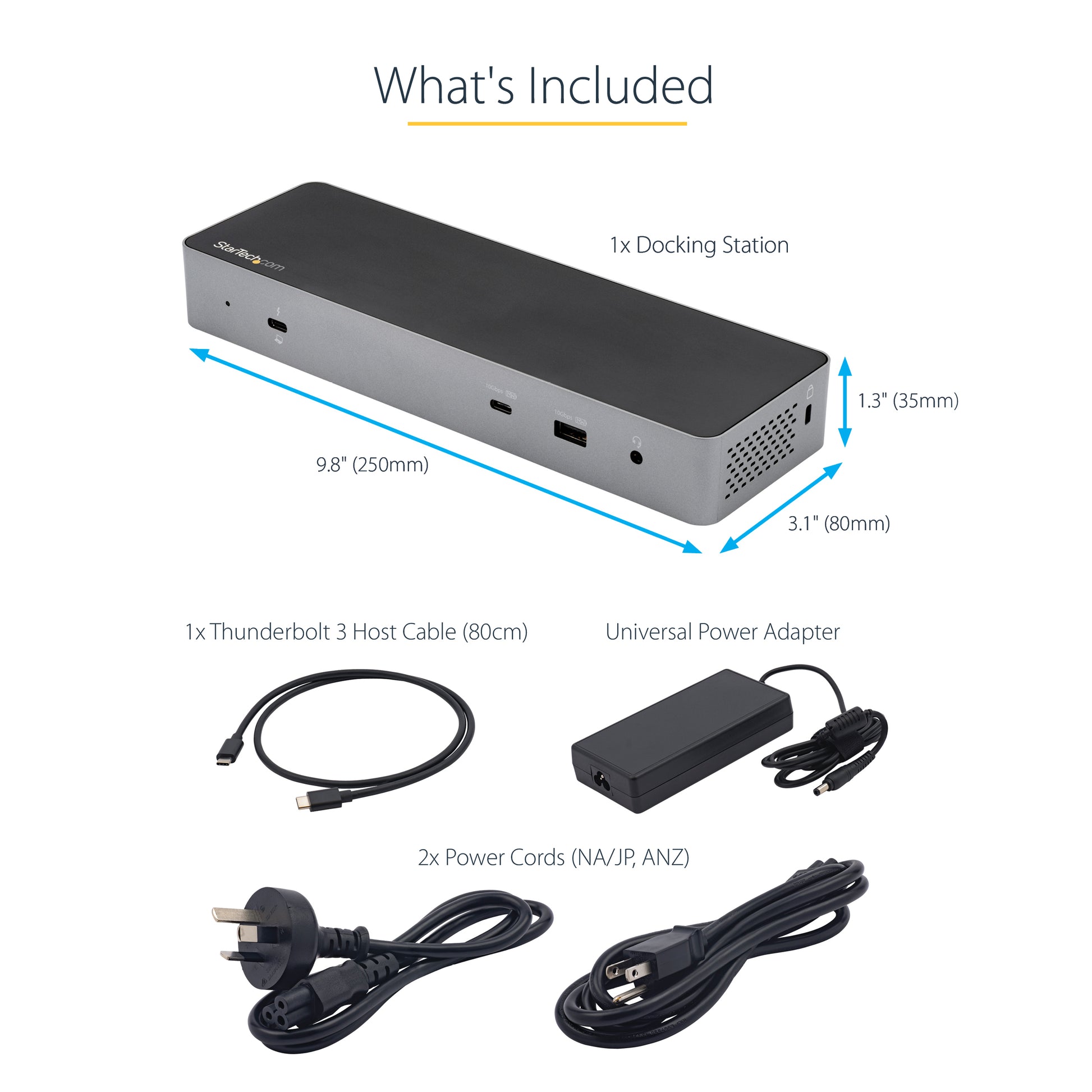 StarTech.com TB3CDK2DH laptop dock/port replicator Wired Thunderbolt 3 Black, Silver