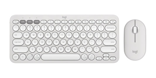 Logitech Pebble 2 Combo keyboard Mouse included Universal RF Wireless + Bluetooth QWERTY English White