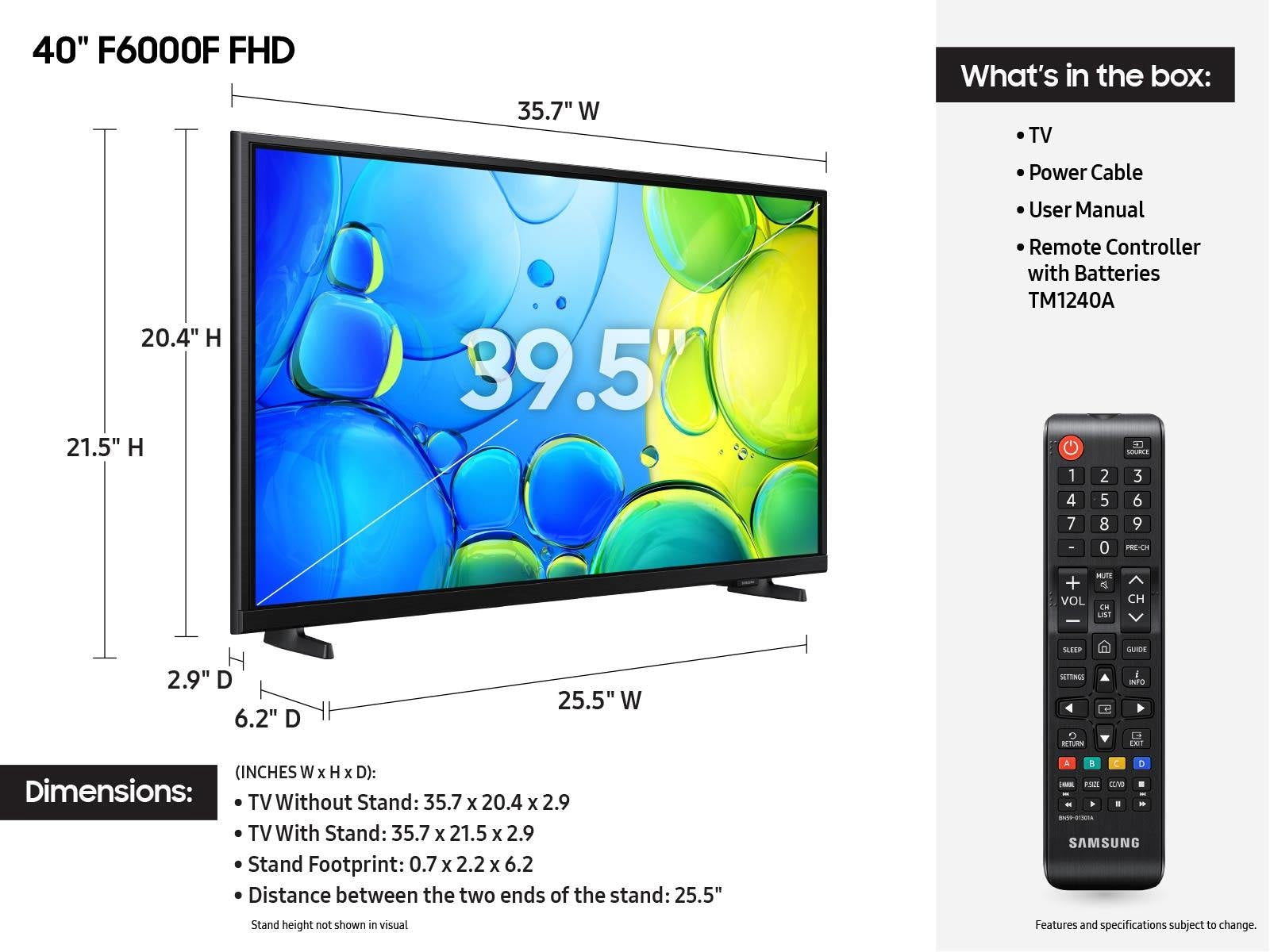 Samsung UN40F6000FFXZA TV 40" Full HD Smart TV Wi-Fi Black