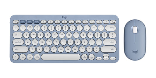 Logitech 920-012202 keyboard Mouse included Universal RF Wireless + Bluetooth QWERTY English Blue