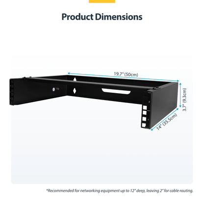 StarTech.com RACK-2U-14-BRACKET rack cabinet Wall mounted rack Black