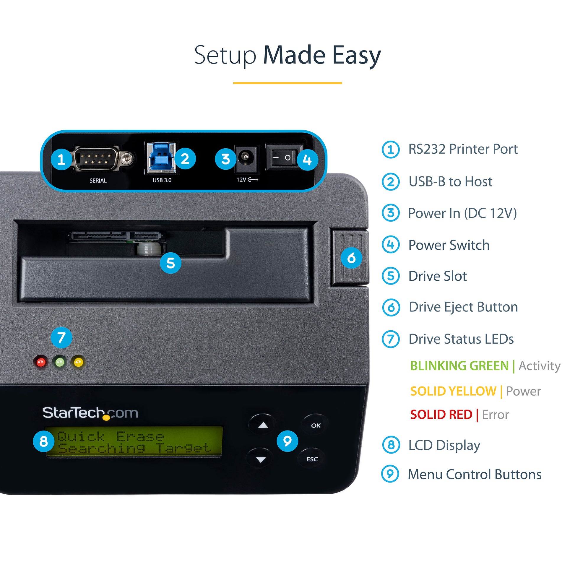 StarTech.com SDOCK1EU3P2 media duplicator HDD/SSD duplicator Black 1 copies
