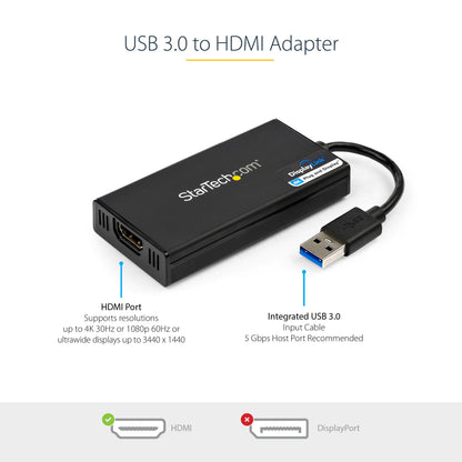StarTech.com USB32HD4K USB graphics adapter 3840 x 2160 pixels Black