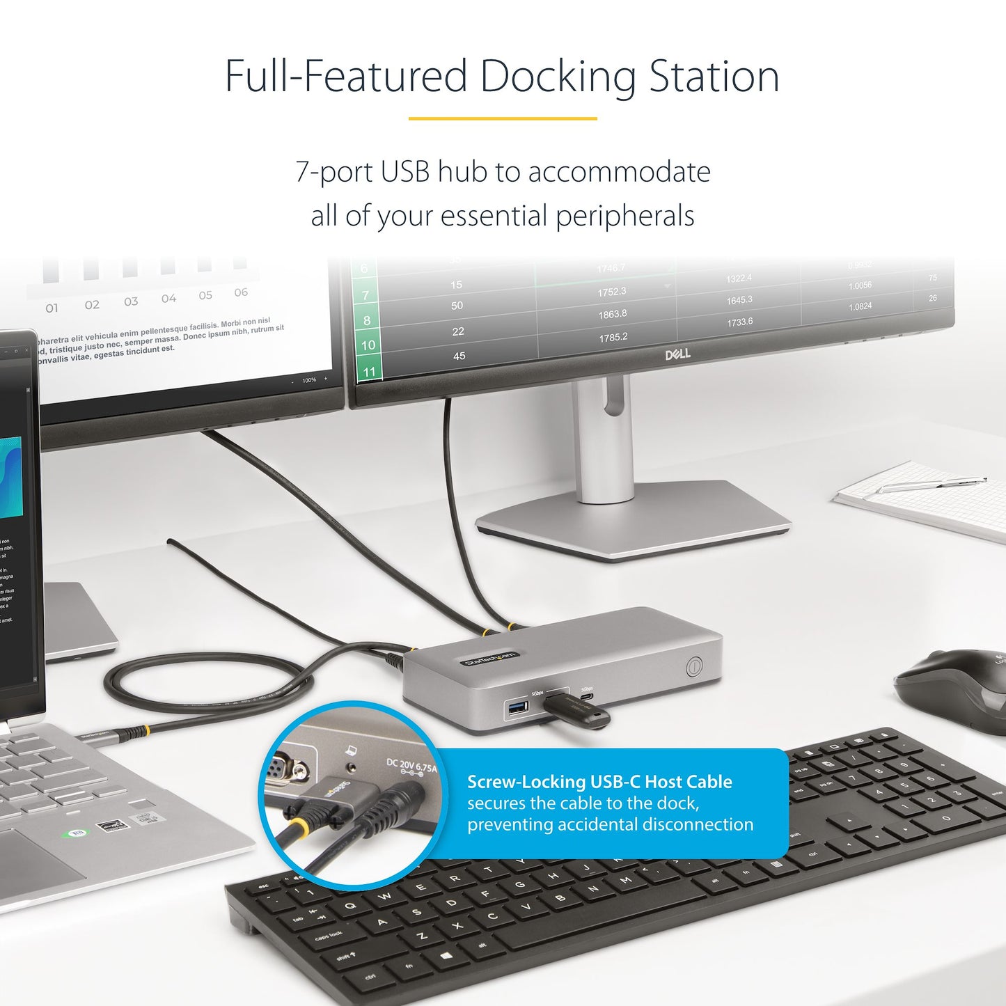 StarTech.com 101N-USBC-DOCK laptop dock/port replicator Wired USB 3.2 Gen 1 (3.1 Gen 1) Type-C Gray
