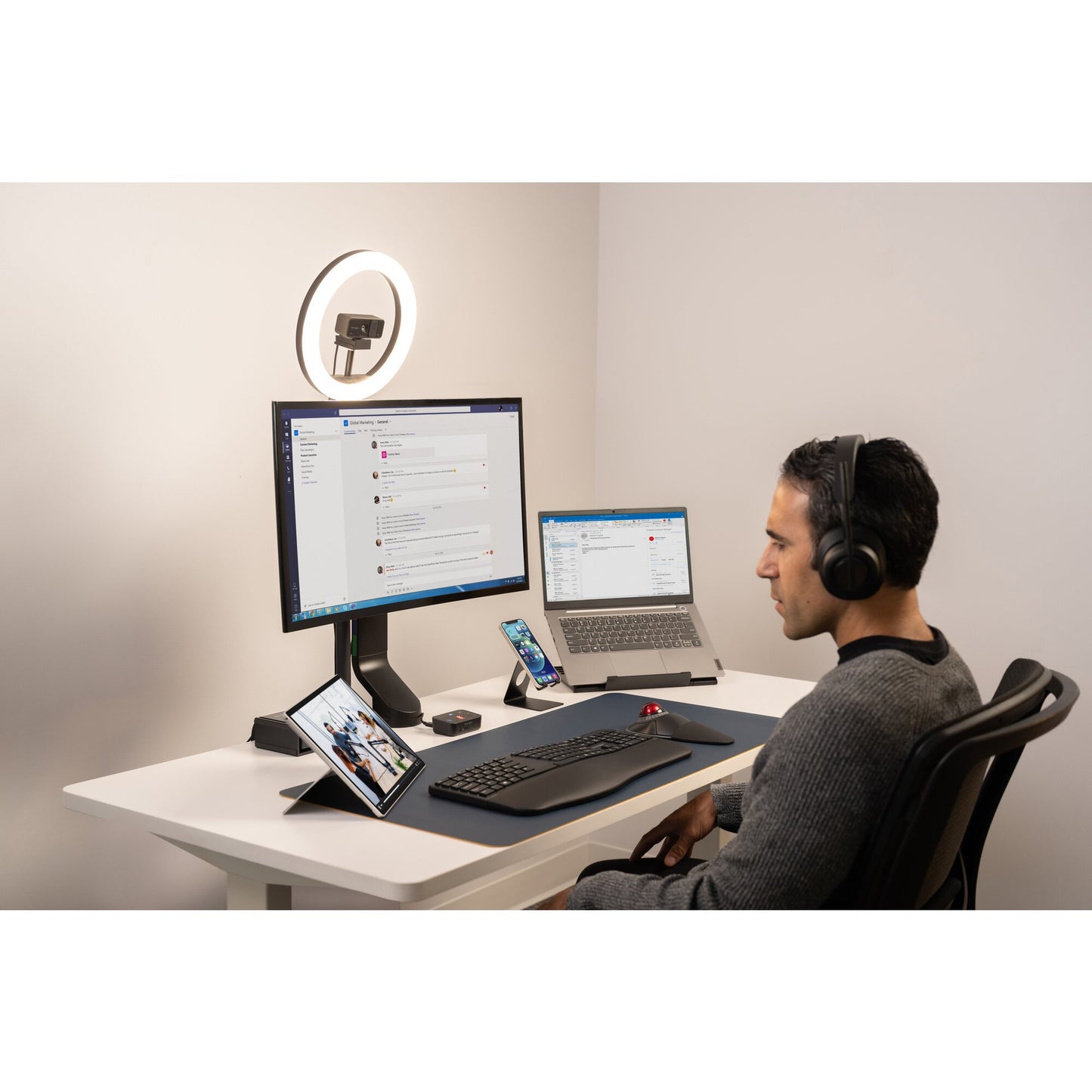 Kensington H3000 Headset Wireless Head-band Gaming USB Type-C Bluetooth Black