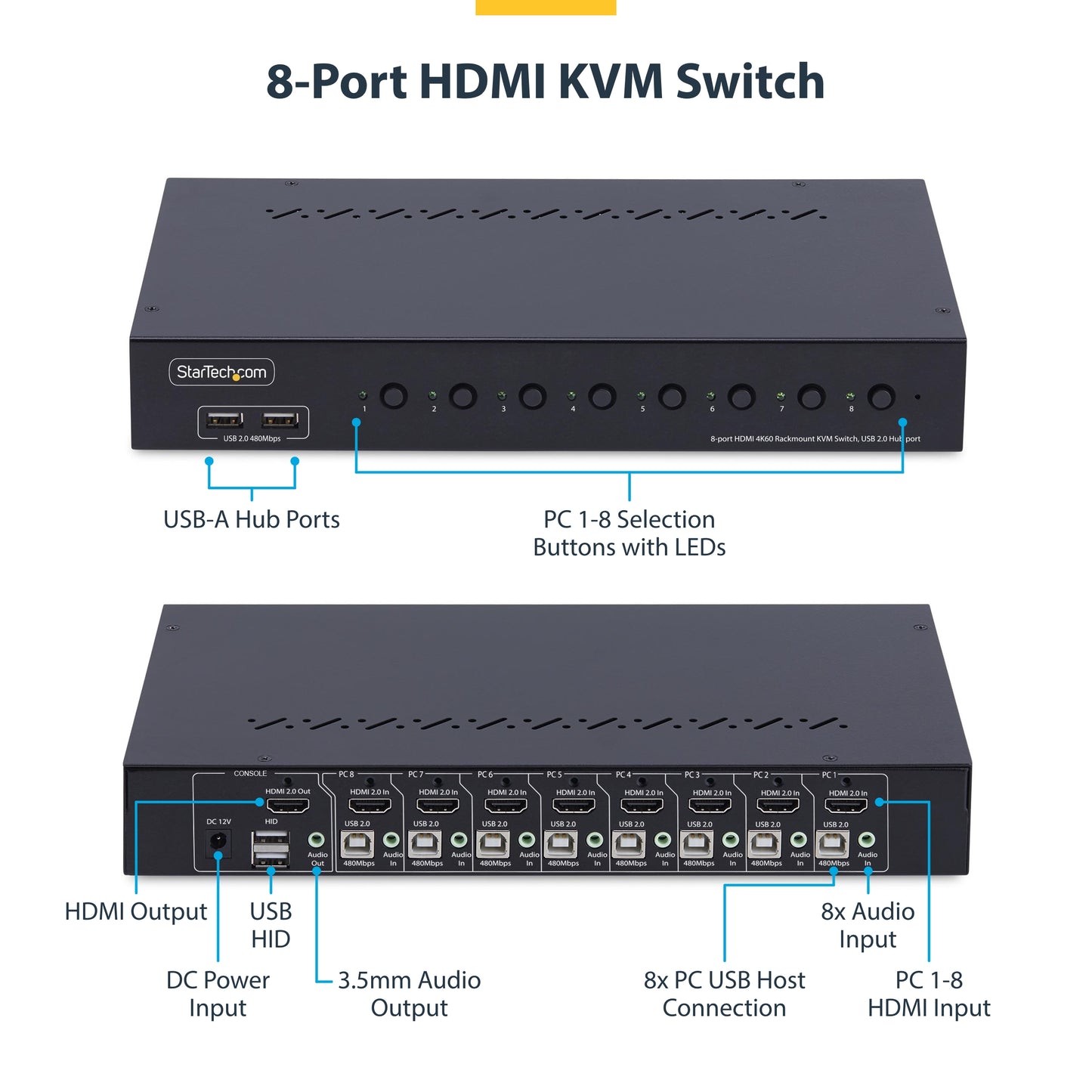 StarTech.com R8AH202-KVM-SWITCH KVM switch Rack mounting Black