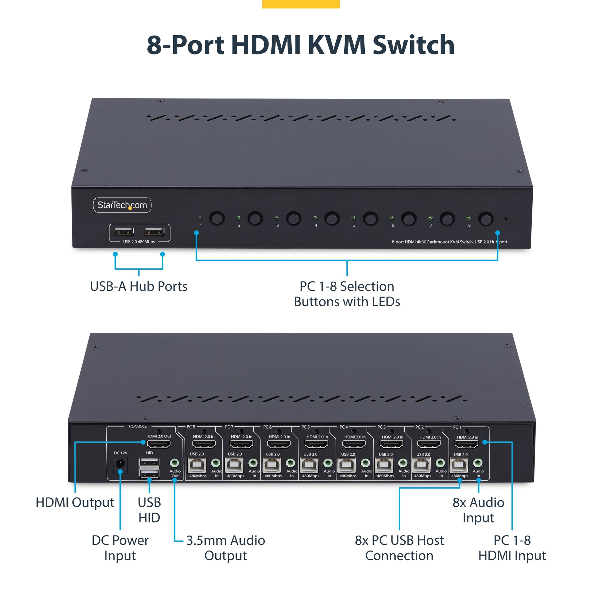 StarTech.com R8AH202-KVM-SWITCH KVM switch Rack mounting Black