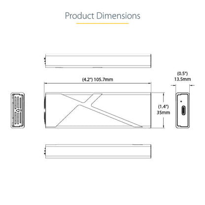 StarTech.com M2-USB-C-NVME-SATA storage drive enclosure SSD enclosure Gray M.2