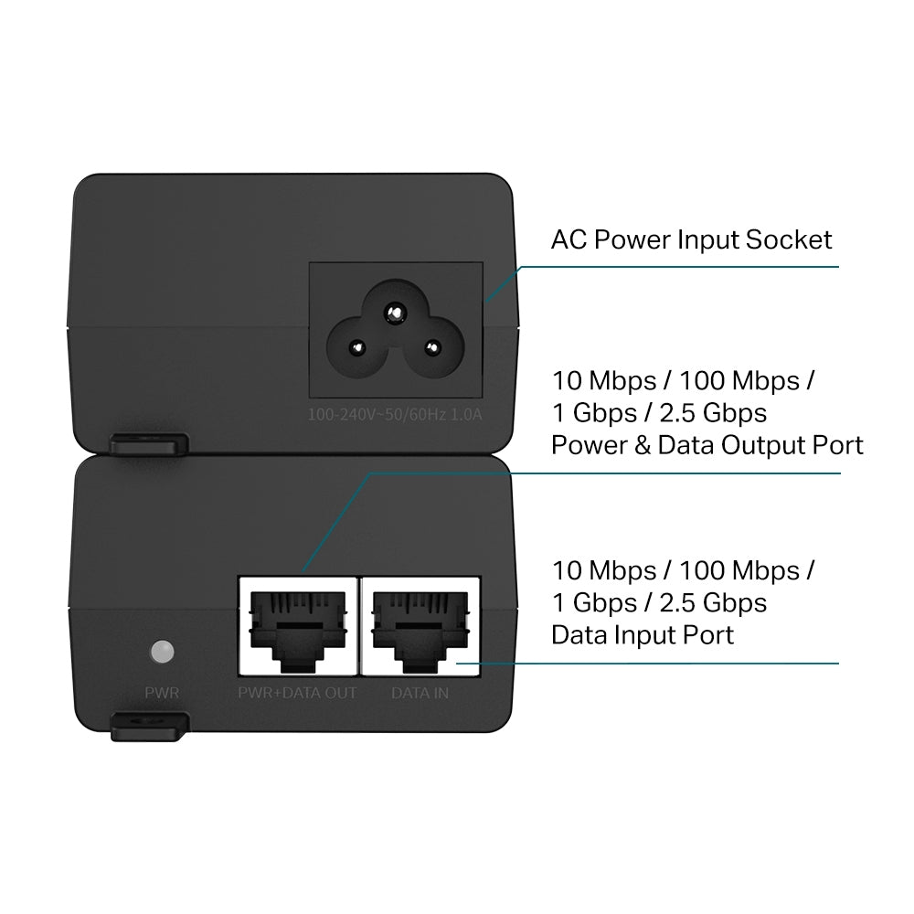 TP-Link Omada POE260S PoE adapter 2.5 Gigabit Ethernet, Fast Ethernet, Gigabit Ethernet