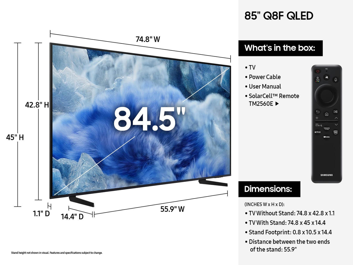 Samsung Q8F QN85Q8FAAF 85" 4K Ultra HD Smart TV Wi-Fi Black