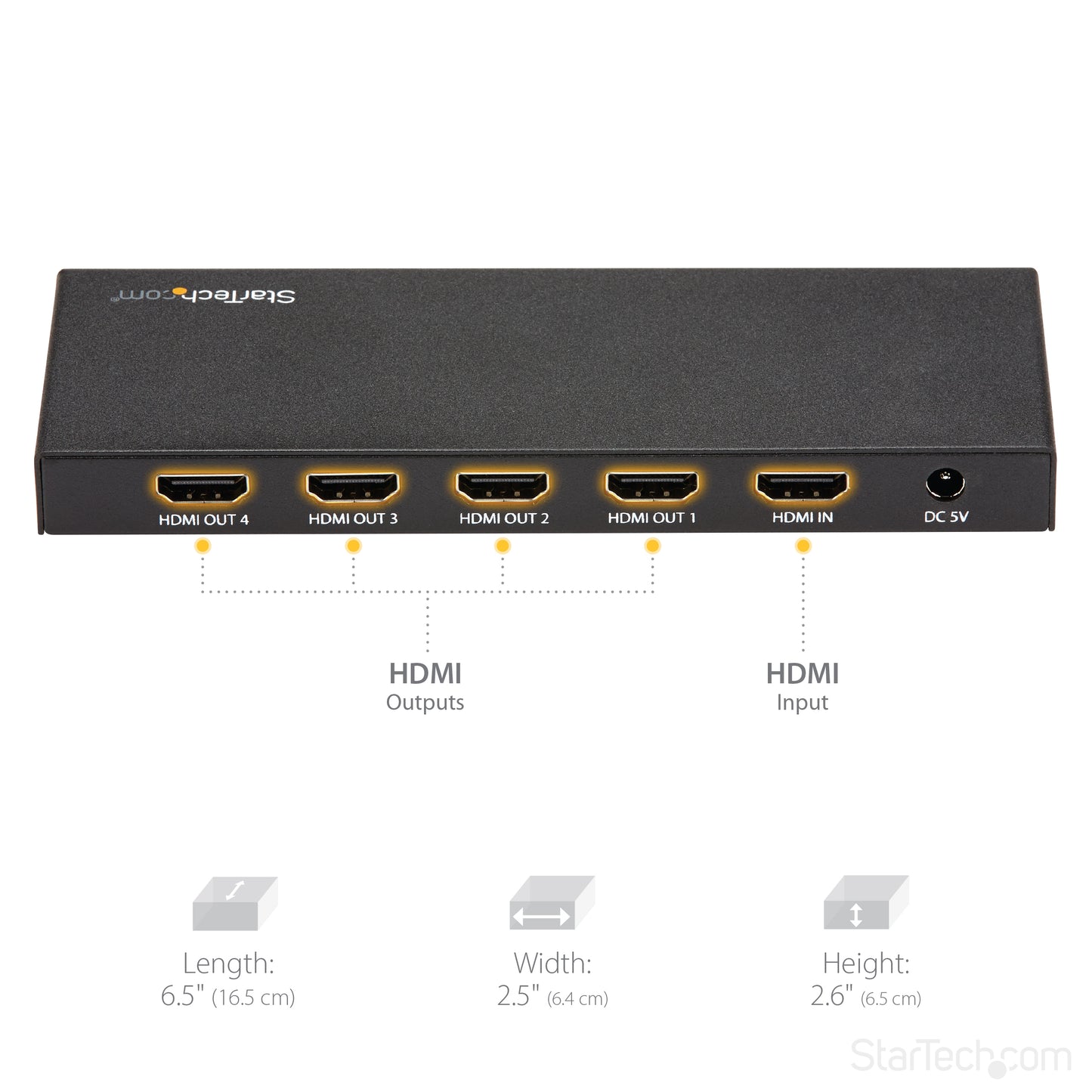 StarTech.com ST124HD202 video splitter HDMI 4x HDMI