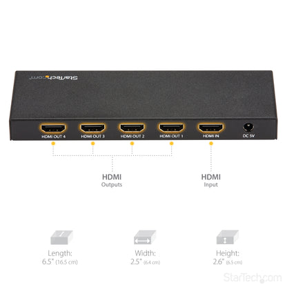 StarTech.com ST124HD202 video splitter HDMI 4x HDMI