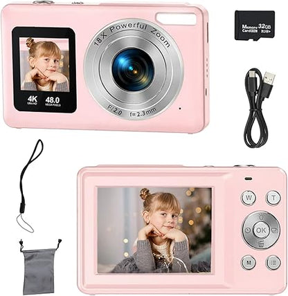 4K Dual Screen Digital Camera 48MP with 32 GB SD Card