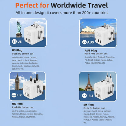 45W Universal Travel Adapter with Multi USB-A & C Ports