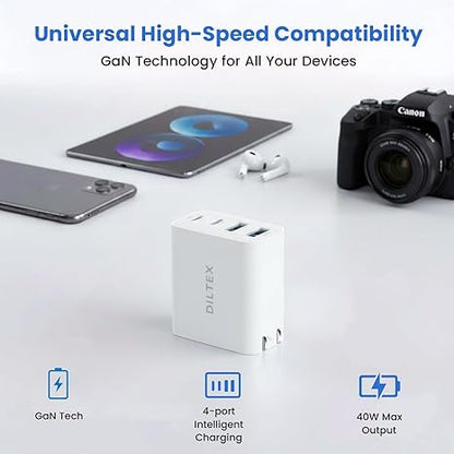 4USB Ports Gan 40W Foldable Charger 2 Pack