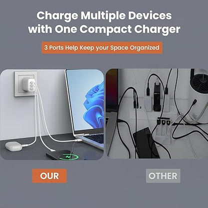 3USB Ports Gan 20W Foldable Charger 2 Pack