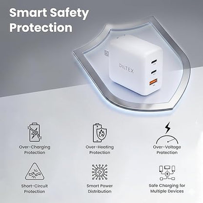 3USB Ports Gan 20W Foldable Charger 2 Pack