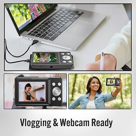 4K Dual Screen Digital Camera 48MP with 18X Zoom, 32 GB SD Card