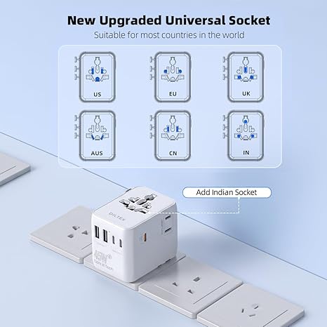 45W Universal Travel Adapter with Multi USB-A & C Ports